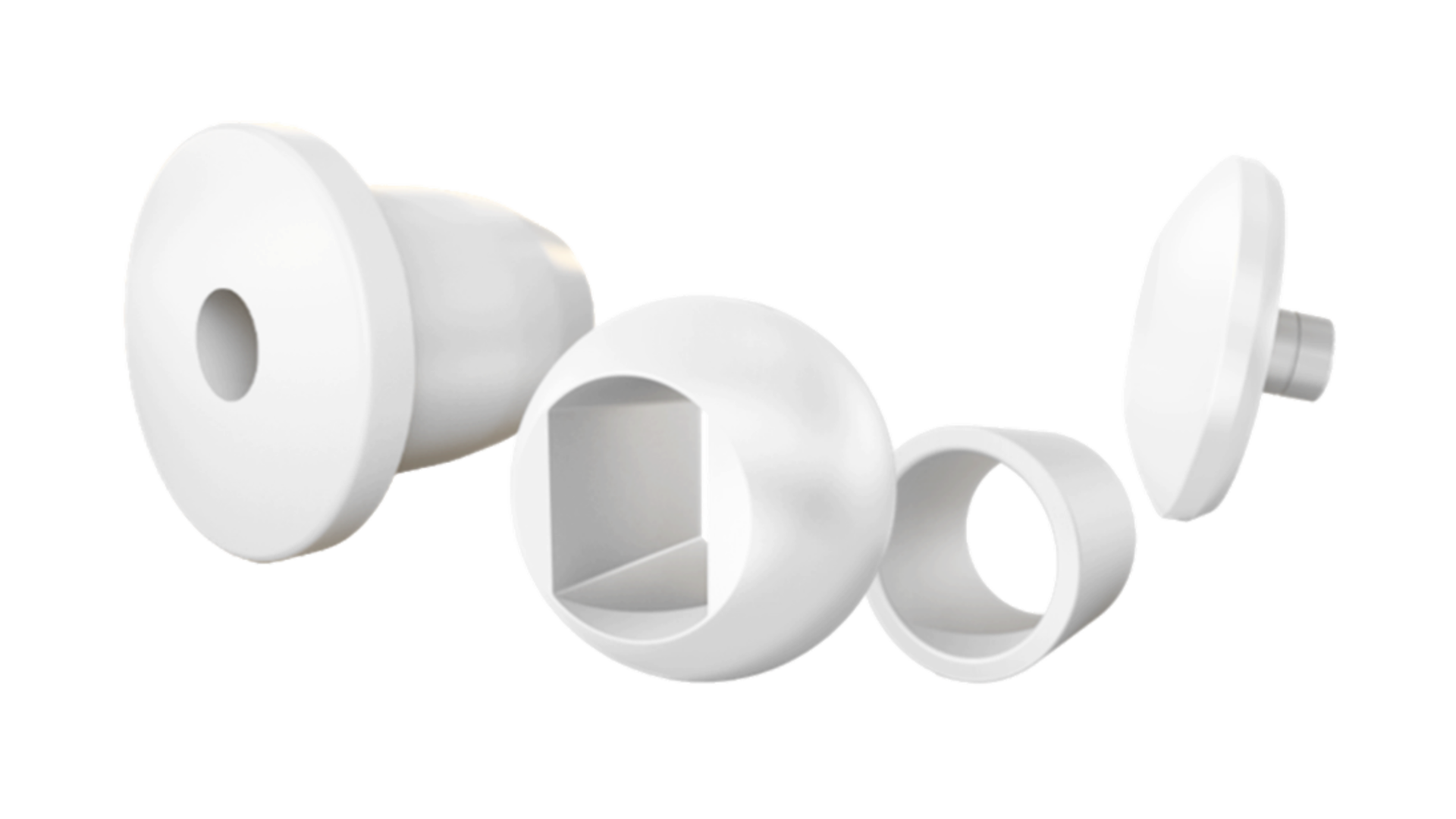 Plusieurs composants en céramique blanche sont représentatifs du matériau CeramTec oxyde de zirconium HTZ500.