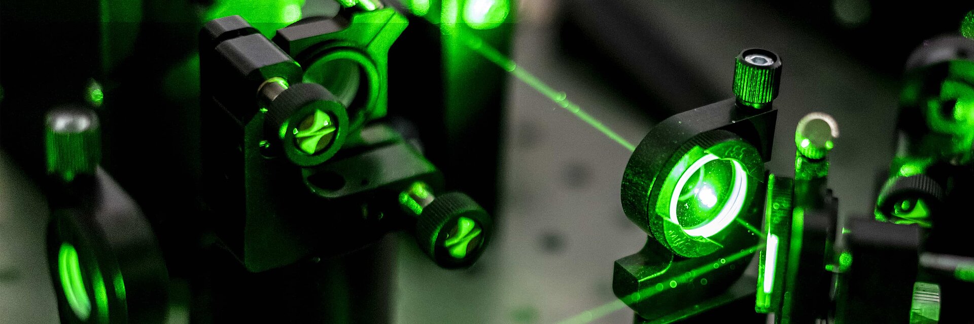 Green laser beams in a futuristic device