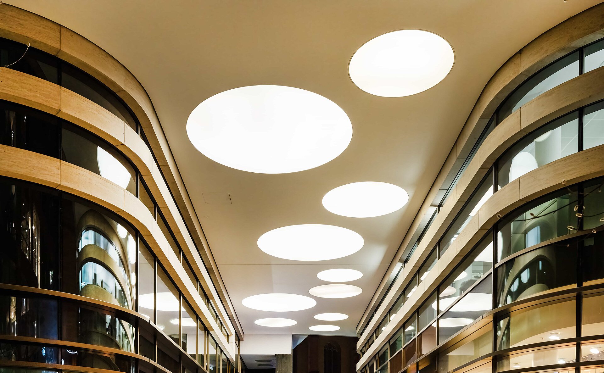 Interior of a department store with large LED lights