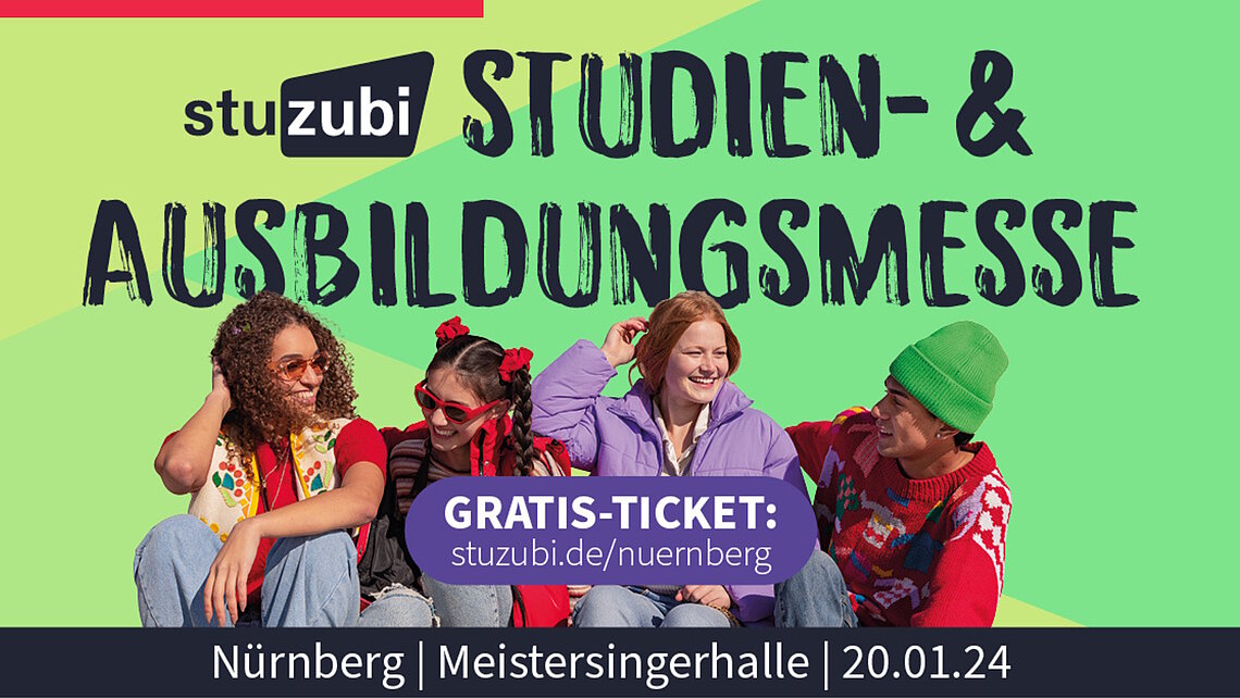 Flyer für die Ausbildungsmesse Stuzubi 2024 in Nürnberg