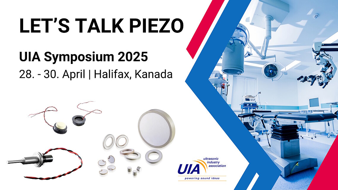 News-Bild zum Auftritt von CeramTec beim UIA Symposium 2025 - einschließlich drei Piezokeramik-Produkten