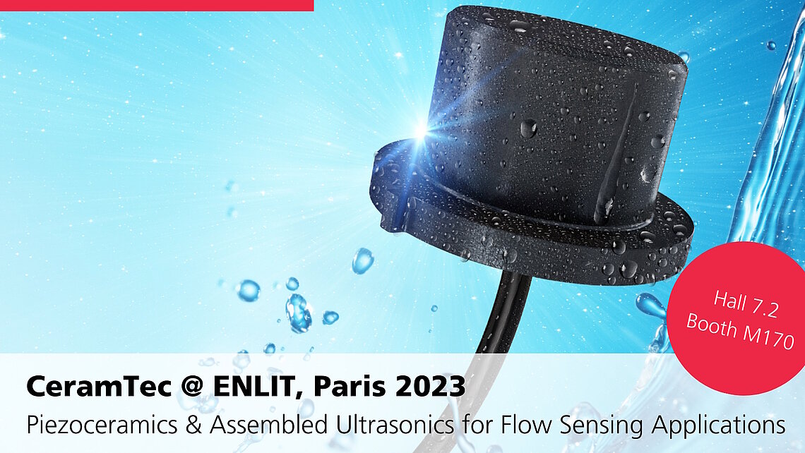 Enlit trade fair banner shows flow sensor