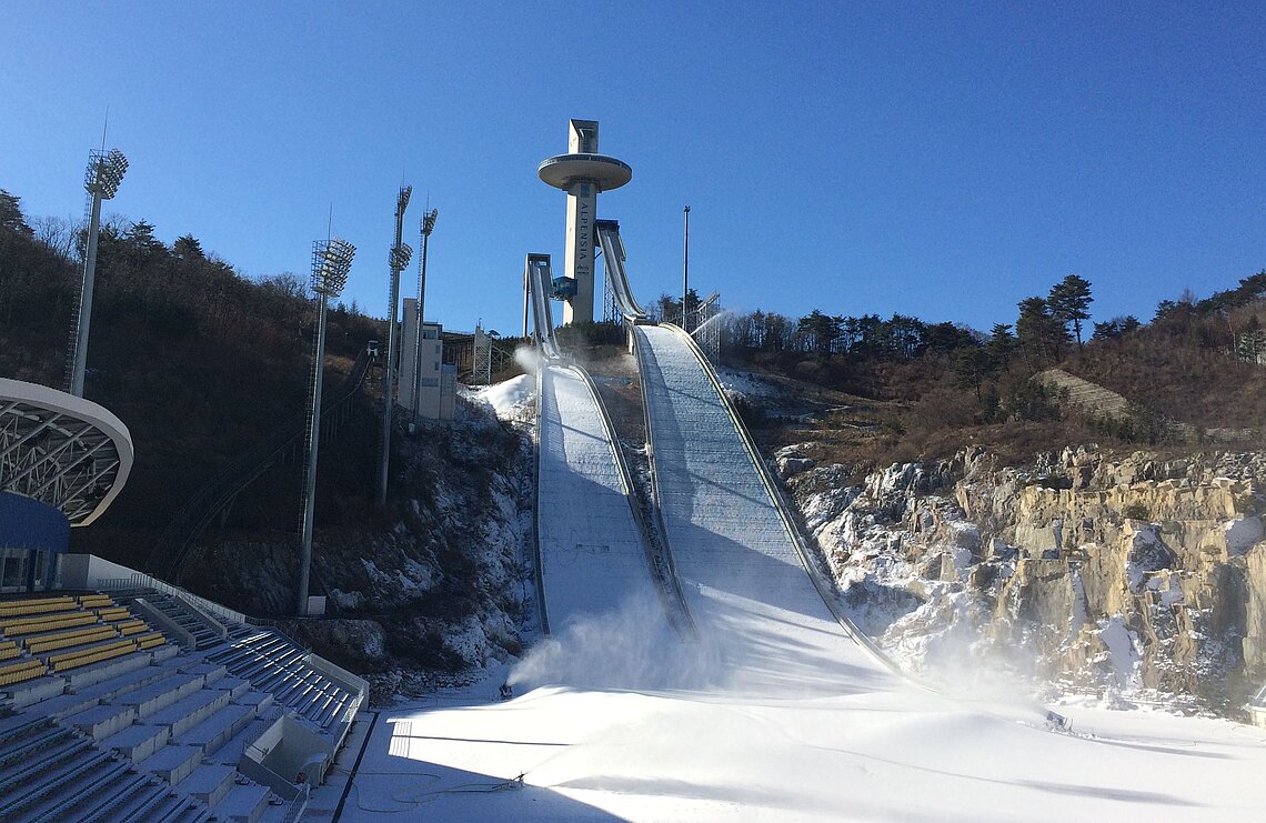 The Alpensia Jumping Park ski jumping facility in Pyeongchang