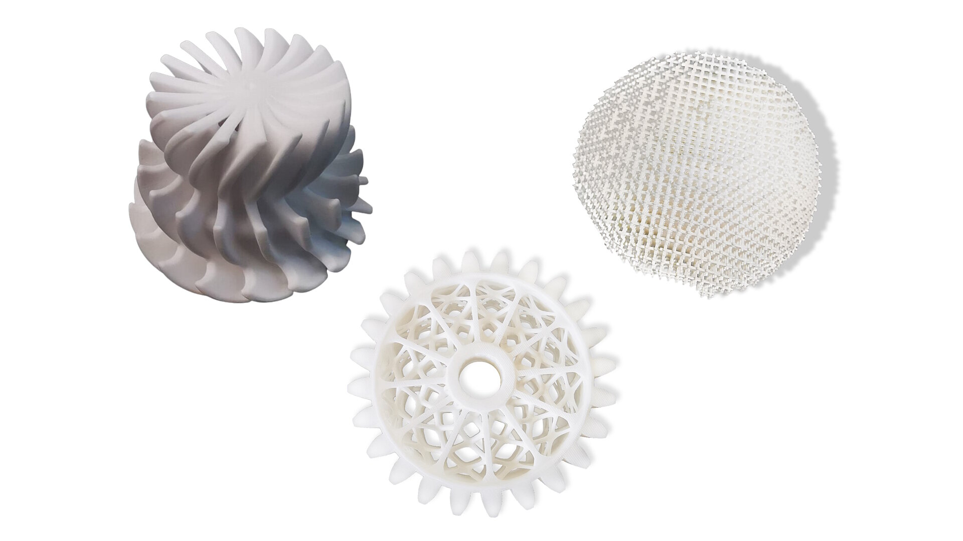 Trois produits d'impression 3D en céramique d'alumine Al2O3