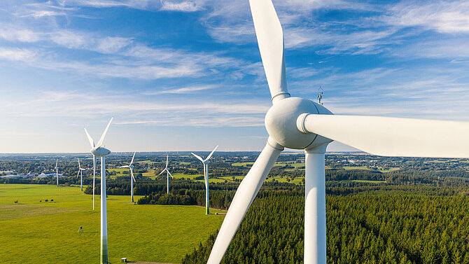 Éoliennes dans la nature