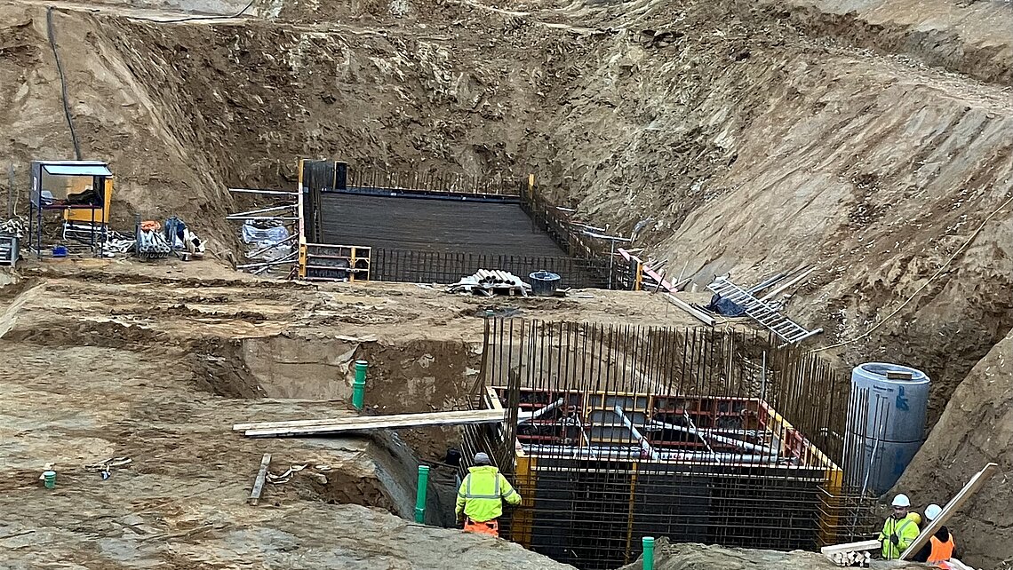 Lift underpass reinforced with structural steel