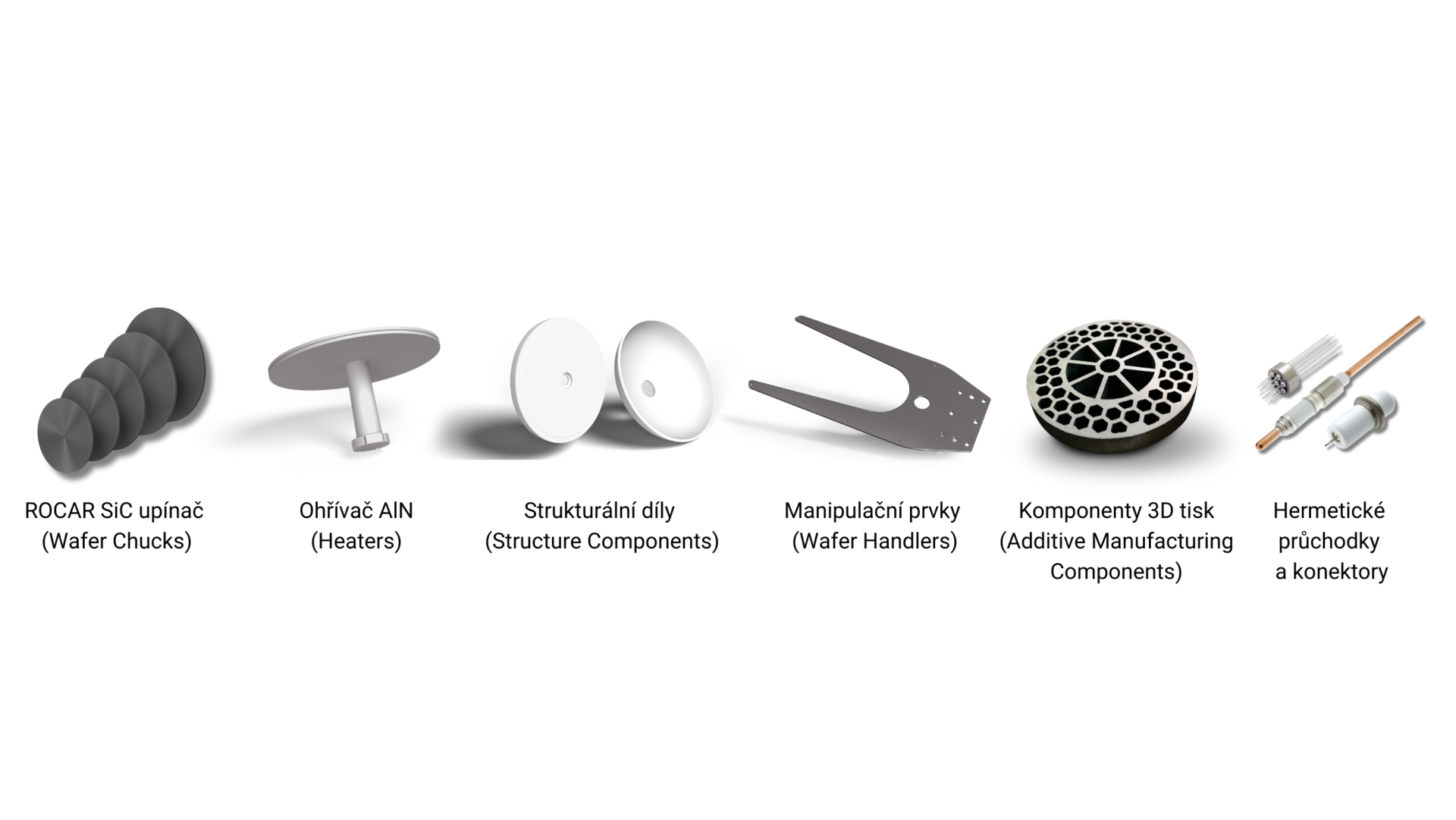 Příkladné keramické výrobky CeramTec pro polovodičový průmysl