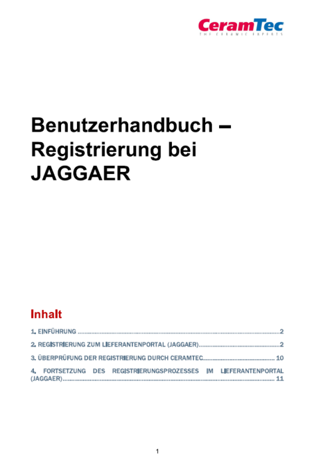 Titelseite des JAGGAER-Benutzerhandbuchs