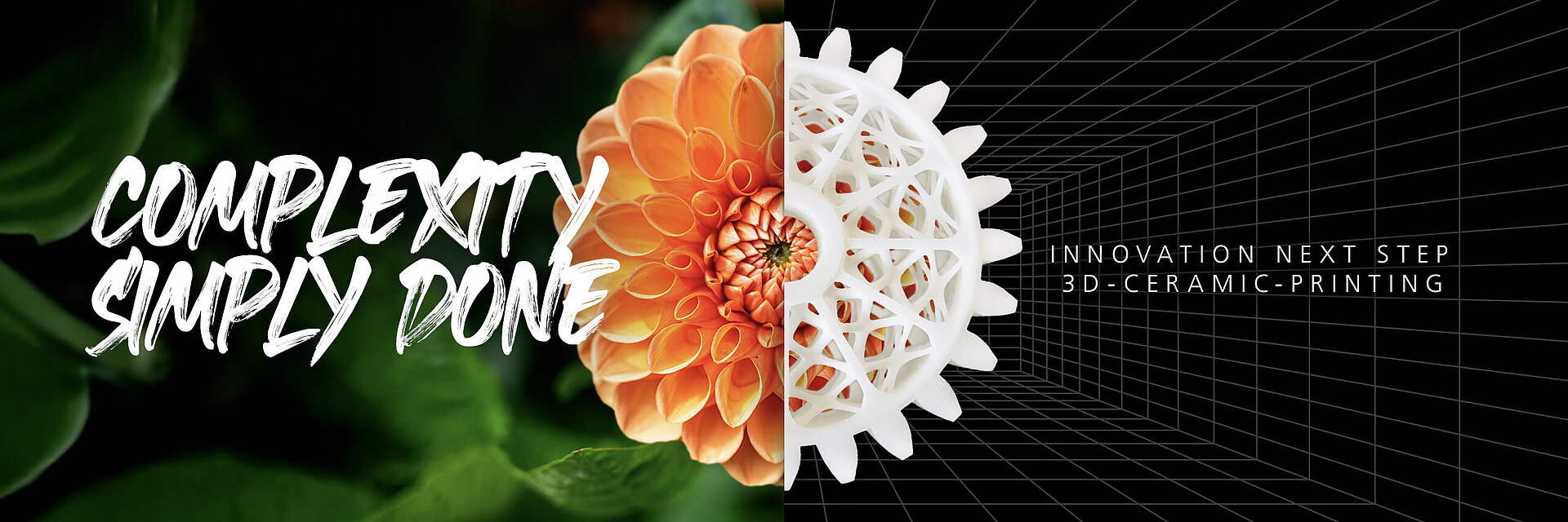 Une fleur et un composant en oxyde d'aluminium symbolisent les possibilités offertes par l'impression 3D