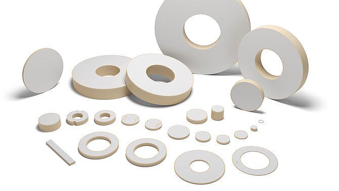 Different products made of lead-free piezo ceramics