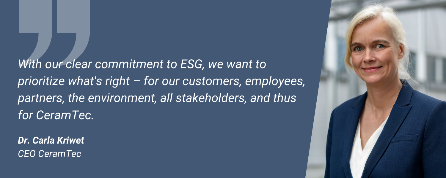 Statement from CeramTec CEO Dr Carla Kriwet on the ESG strategy
