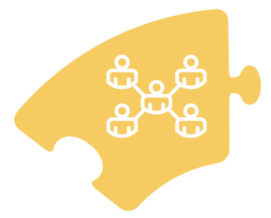A yellow puzzle piece with a network on it